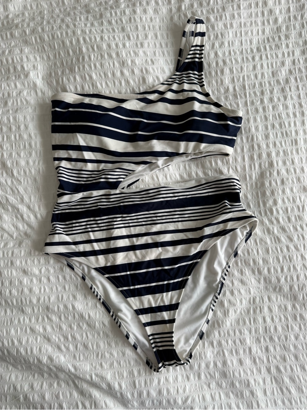Aerie XL One Piece One Shoulder Striped Swimsuit Swimwear